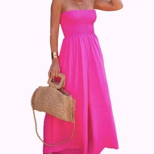 Pink Strapless Jumpsuit